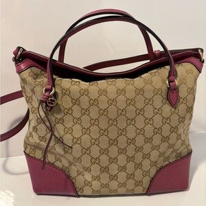 Gucci Beige and Burgundy Tote Bag